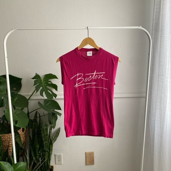 Vintage 80βs Pink  βBostonβ Graphic Top 80βs - Picture 2 of 5